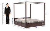 Solivo Solid Sheesham Wood Poster Bed With Box Storage (King Size, Walnut Finish)